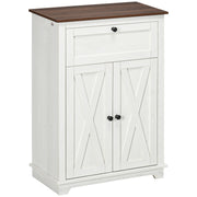 Sideboard for Living Room Storage Cabinet with Double Doors Drawer and Adjustable Shelf for Kitchen Bedroom 60x30x87.4 cm White