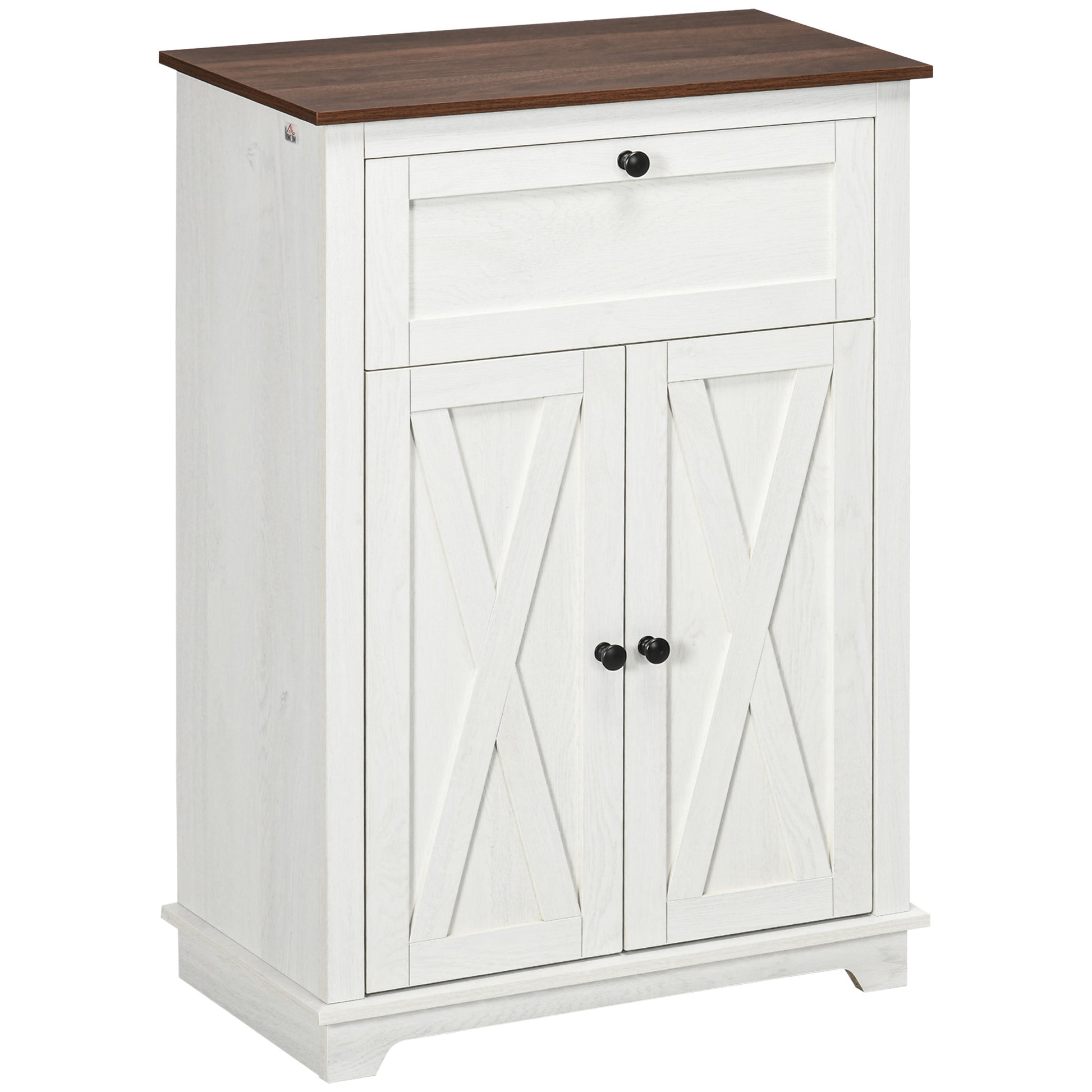 Sideboard for Living Room Storage Cabinet with Double Doors Drawer and Adjustable Shelf for Kitchen Bedroom 60x30x87.4 cm White