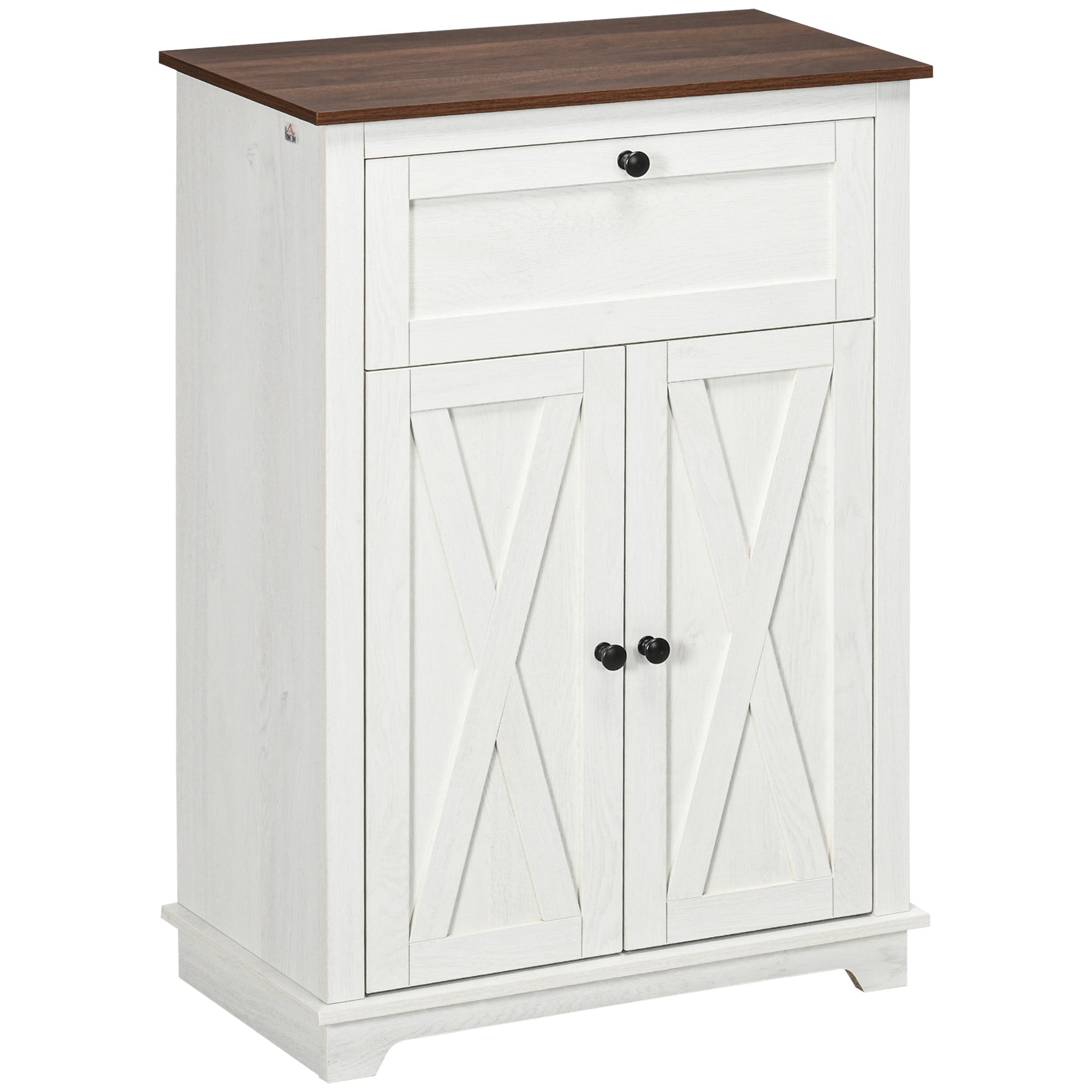 Sideboard for Living Room Storage Cabinet with Double Doors Drawer and Adjustable Shelf for Kitchen Bedroom 60x30x87.4 cm White