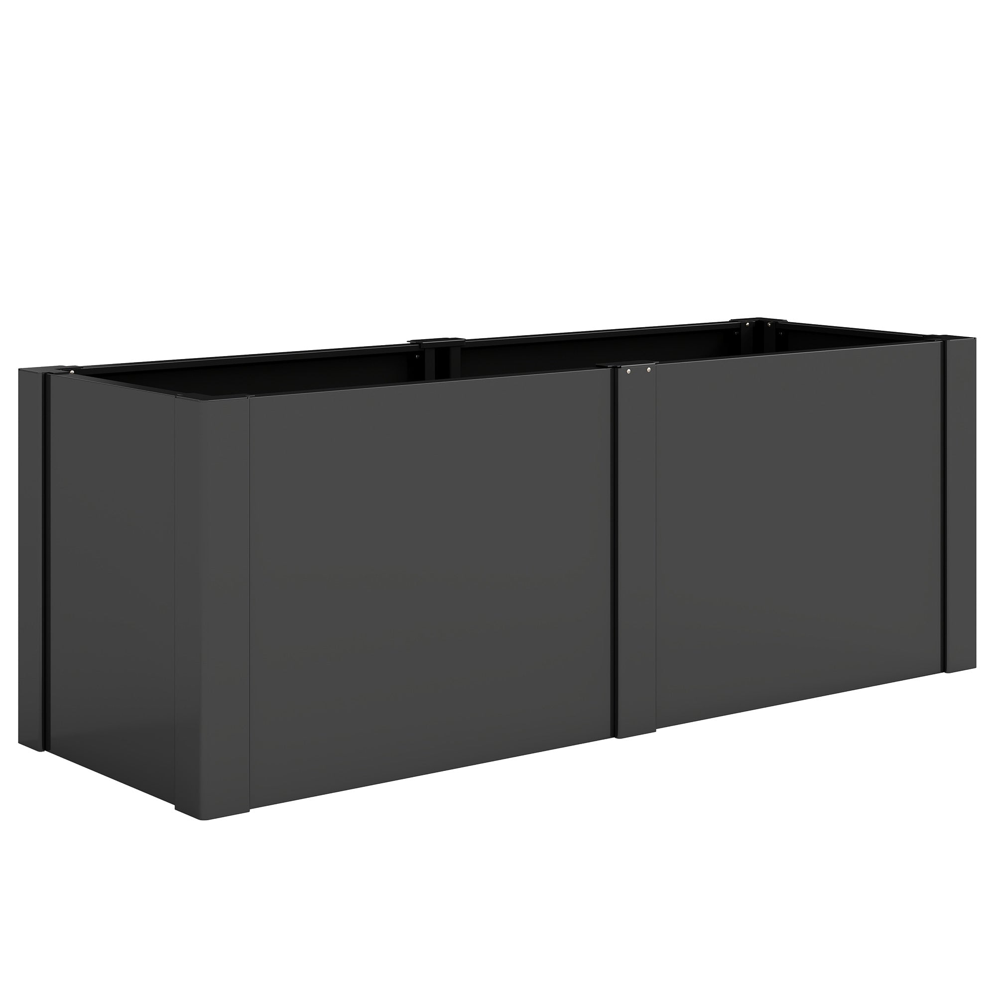 Metal Raised Garden Bed 59 x 21 x 22 in — Galvanized, UV-Protected, Open-Bottom Planter with Divider, Black