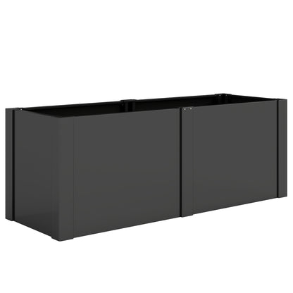 Metal Raised Garden Bed 59 x 21 x 22 in — Galvanized, UV-Protected, Open-Bottom Planter with Divider, Black