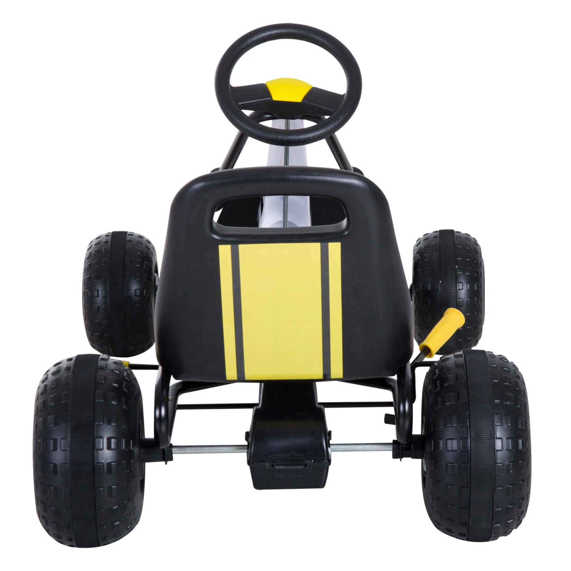 Kids Pedal Go Kart with Adjustable Seat, Brake, and Clutch, 95x66.5x57cm, White Black