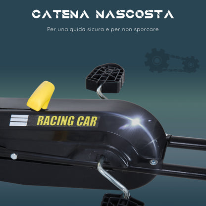 Kids Pedal Go Kart with Adjustable Seat, Brake, and Clutch, 95x66.5x57cm, White Black