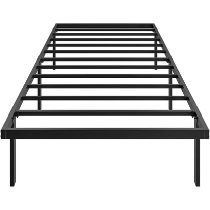 Metal Bed Frame with Under-Bed Storage, 14.0" Height, Quiet Design, No Slats Needed, Easy Assembly, 35.4 x 78.7 in (90 x 200 cm), Black