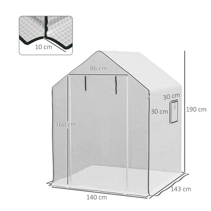 greenhouse film 1.4 x 1.9 m, waterproof garden film with UV protection side window, tear-resistant film made of polyethylene, cover for greenhouse, tunnel film for outdoor use, plants, white