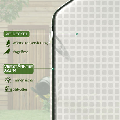 greenhouse film 1.4 x 1.9 m, waterproof garden film with UV protection side window, tear-resistant film made of polyethylene, cover for greenhouse, tunnel film for outdoor use, plants, white