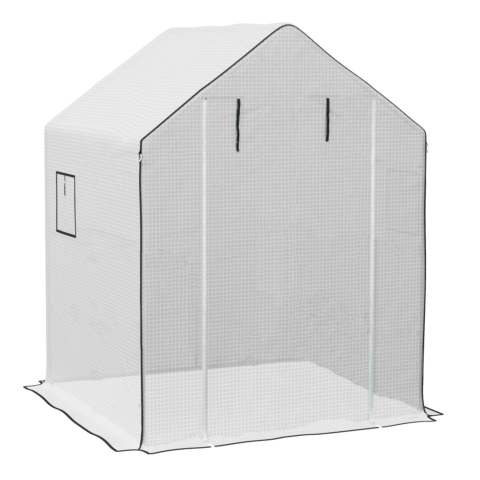 greenhouse film 1.4 x 1.9 m, waterproof garden film with UV protection side window, tear-resistant film made of polyethylene, cover for greenhouse, tunnel film for outdoor use, plants, white