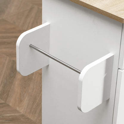 Kitchen Cart with 1 Drawer 2 Doors Towel Rail and Spice Rack Serving Trolley with Wheels for Dining Room Living Room Bar Load 80 kg 105x36x85 cm White