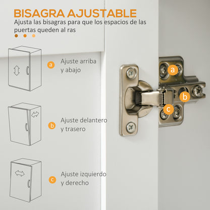 Kitchen Cart with 1 Drawer 2 Doors Towel Rail and Spice Rack Serving Trolley with Wheels for Dining Room Living Room Bar Load 80 kg 105x36x85 cm White