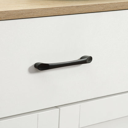 Kitchen Cart with 1 Drawer 2 Doors Towel Rail and Spice Rack Serving Trolley with Wheels for Dining Room Living Room Bar Load 80 kg 105x36x85 cm White