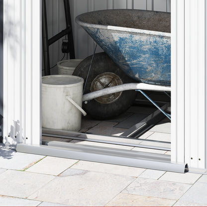 2m² Garden Shed 195x122x181.5 cm Metal Outdoor Shed with Floorless Base Sliding Door 2 Windows and Anti-UV for Storing Tools on Terrace Patio Dark Gray