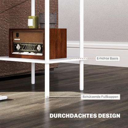 Side Table Square Coffee Table with 2 Levels, End Table with Metal Frame, Modern Living Room Table Sofa Table for Living Room Bedroom 40cm x 30cm x 52.2cm White