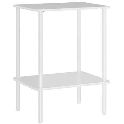 Side Table Square Coffee Table with 2 Levels, End Table with Metal Frame, Modern Living Room Table Sofa Table for Living Room Bedroom 40cm x 30cm x 52.2cm White