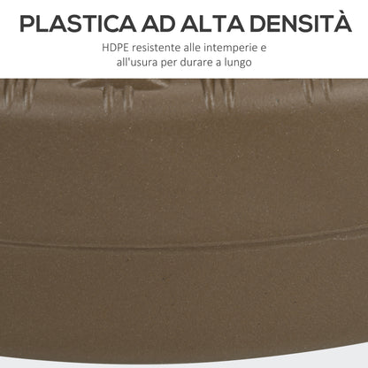 Umbrella Base with Built-in Handles, HDPE and Steel Umbrella Stand with Side Spout, for Umbrella Poles of Ø38/48 mm, Ø51x36 cm, Brown and Black