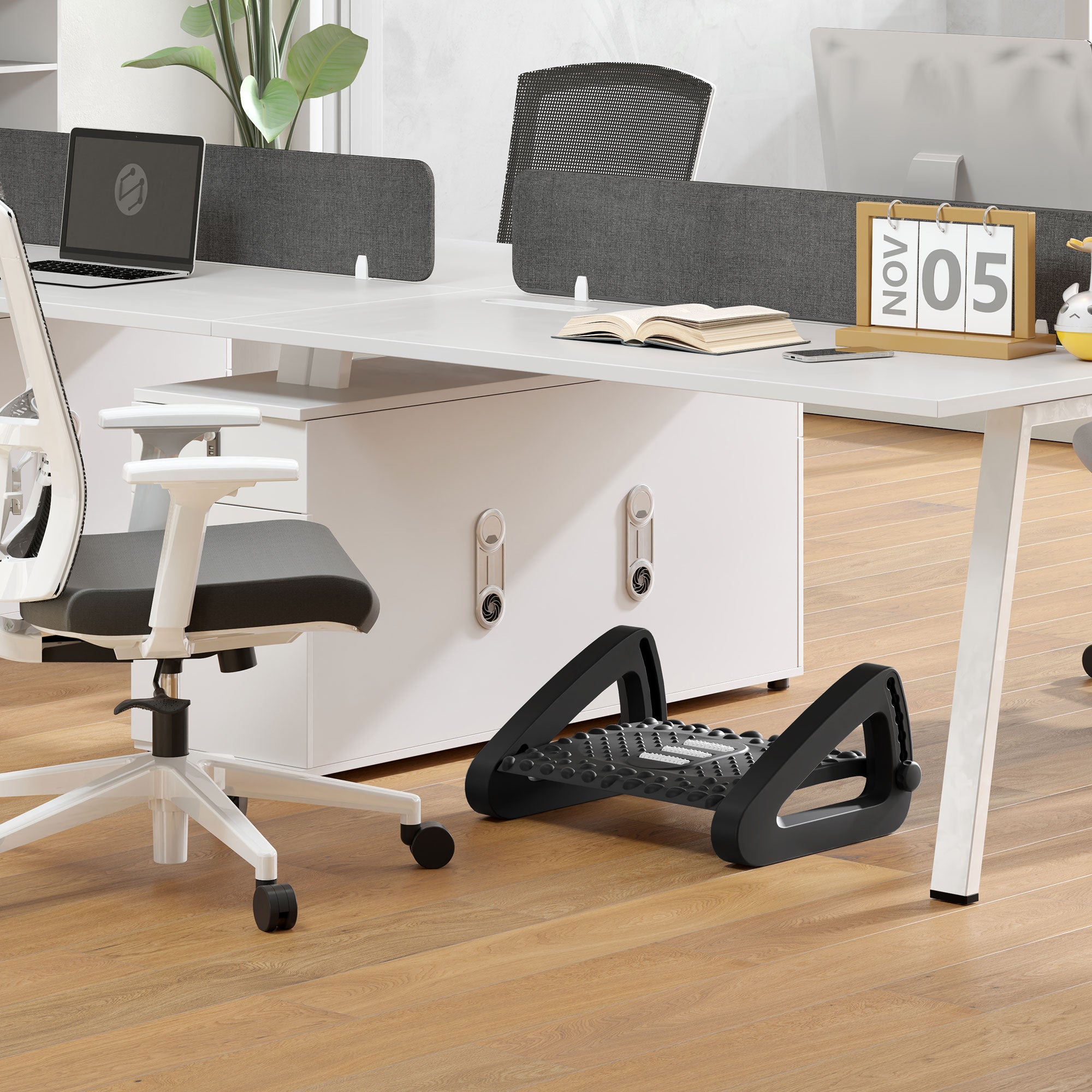 Footrest Desk Ergonomic Height Adjustable Footrest Non-Slip Foot Support with Massage Function for Home, Home Office, Office