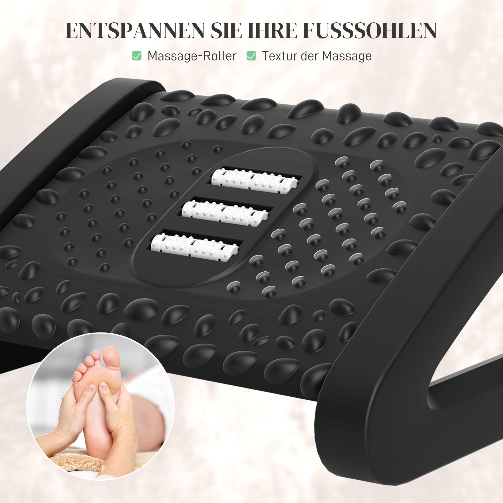 Footrest Desk Ergonomic Height Adjustable Footrest Non-Slip Foot Support with Massage Function for Home, Home Office, Office