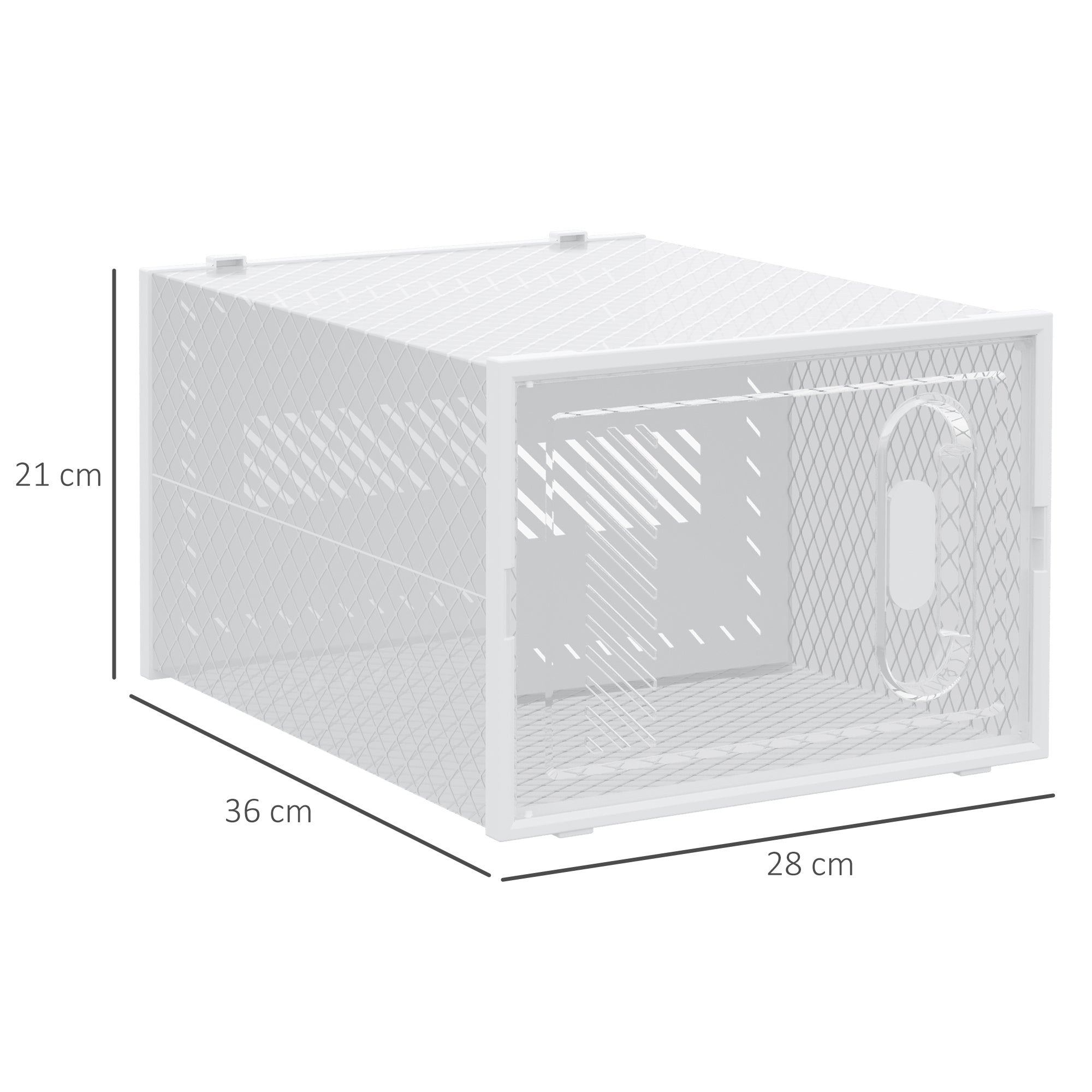 8-Piece Shoe Boxes Set, Shoe Organizer with Magnetic Doors, Shoe Box with Lid, Plastic Shoe Storage for Shoes up to Size 45, Transparent+White