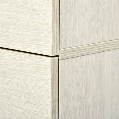 Wooden Bathroom Cabinet with 2 Cabinets, Central Drawer, and Adjustable Shelves, 34x34x150cm, Wood Color