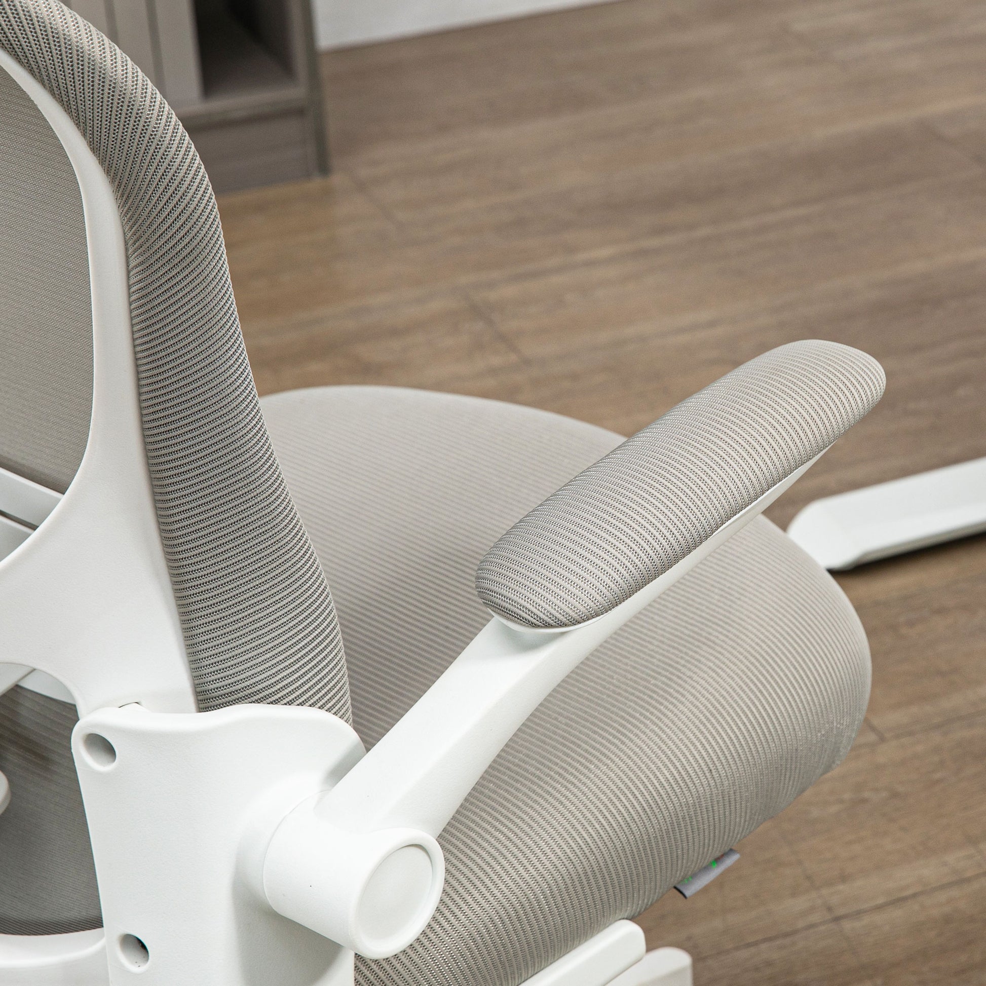 Mesh Rocking Office Chair Swivel Desk Chair with High Back Adjustable Headrest Lumbar Support 4D Foldable Armrest Height Adjustable 62x64x112-120 cm Grey