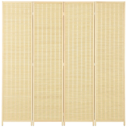 4-panel 180 x 180 cm Room Divider Privacy Screen Partition made of Bamboo, Foldable Soundproof Room Divider for Living Room Natural