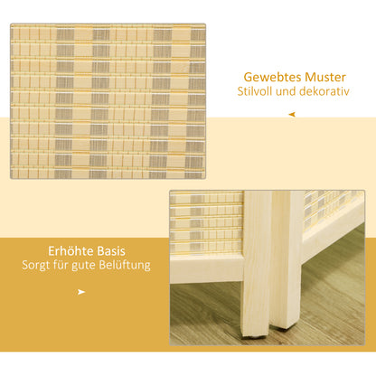 4-panel 180 x 180 cm Room Divider Privacy Screen Partition made of Bamboo, Foldable Soundproof Room Divider for Living Room Natural