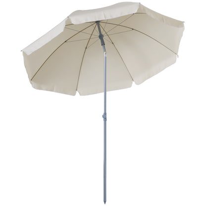 Beach Umbrella Ø202 cm Diameter with Tiltable Roof, Detachable Pole, and Lower Spike for Garden in Beige