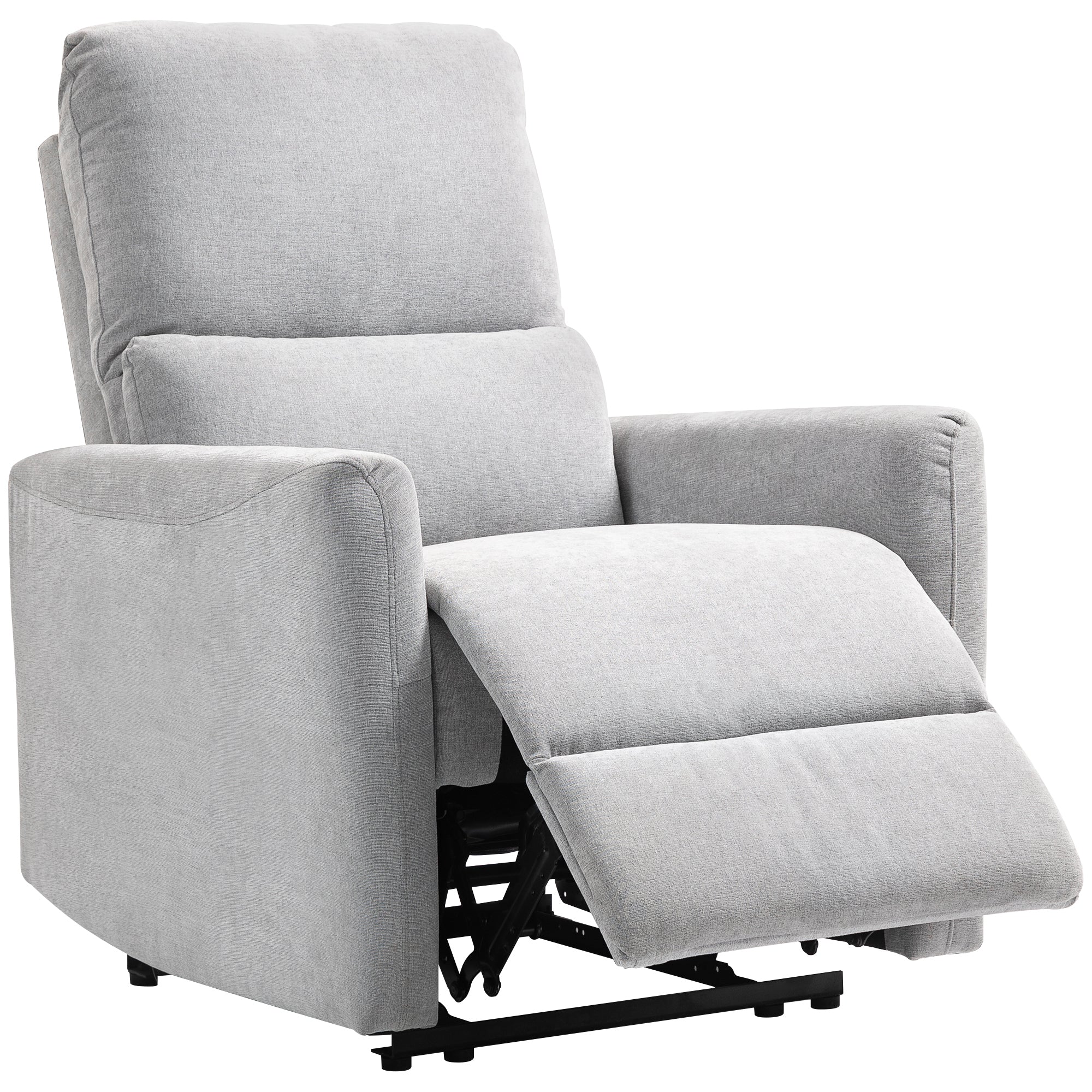 Reclining Chair, Manual Relaxing Chair, with Adjustable Backrest and Footrest, Padded Seat, Linen Fabric, for Bedroom, Living Room, and Home Theater, Light Grey