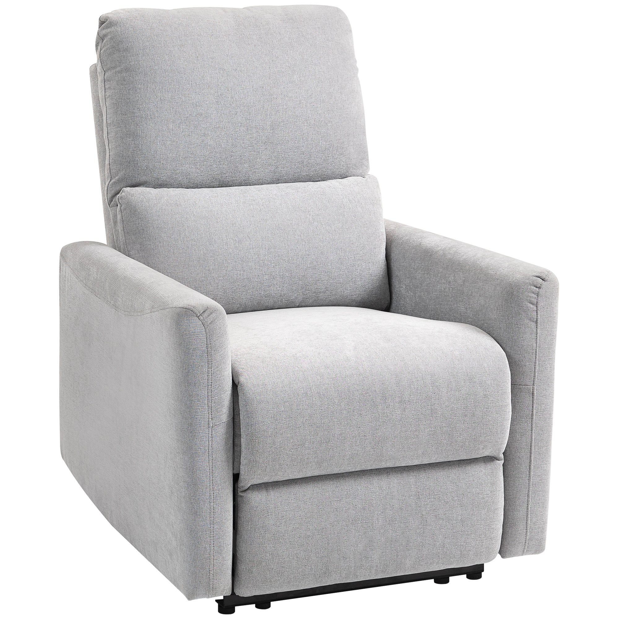 Reclining Chair, Manual Relaxing Chair, with Adjustable Backrest and Footrest, Padded Seat, Linen Fabric, for Bedroom, Living Room, and Home Theater, Light Grey