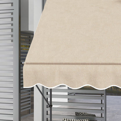 Freestanding Manual Retractable Awning 1.5L x 1.2W x 2.1-3H m Adjustable Tilt for Balcony without Drilling Holes Metal Aluminum Polyester Sand