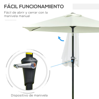 Outdoor Terrace Umbrella Ø230 cm Garden Umbrella with Adjustable Angle and Crank Waterproof Parasol for Patio Terrace Cream
