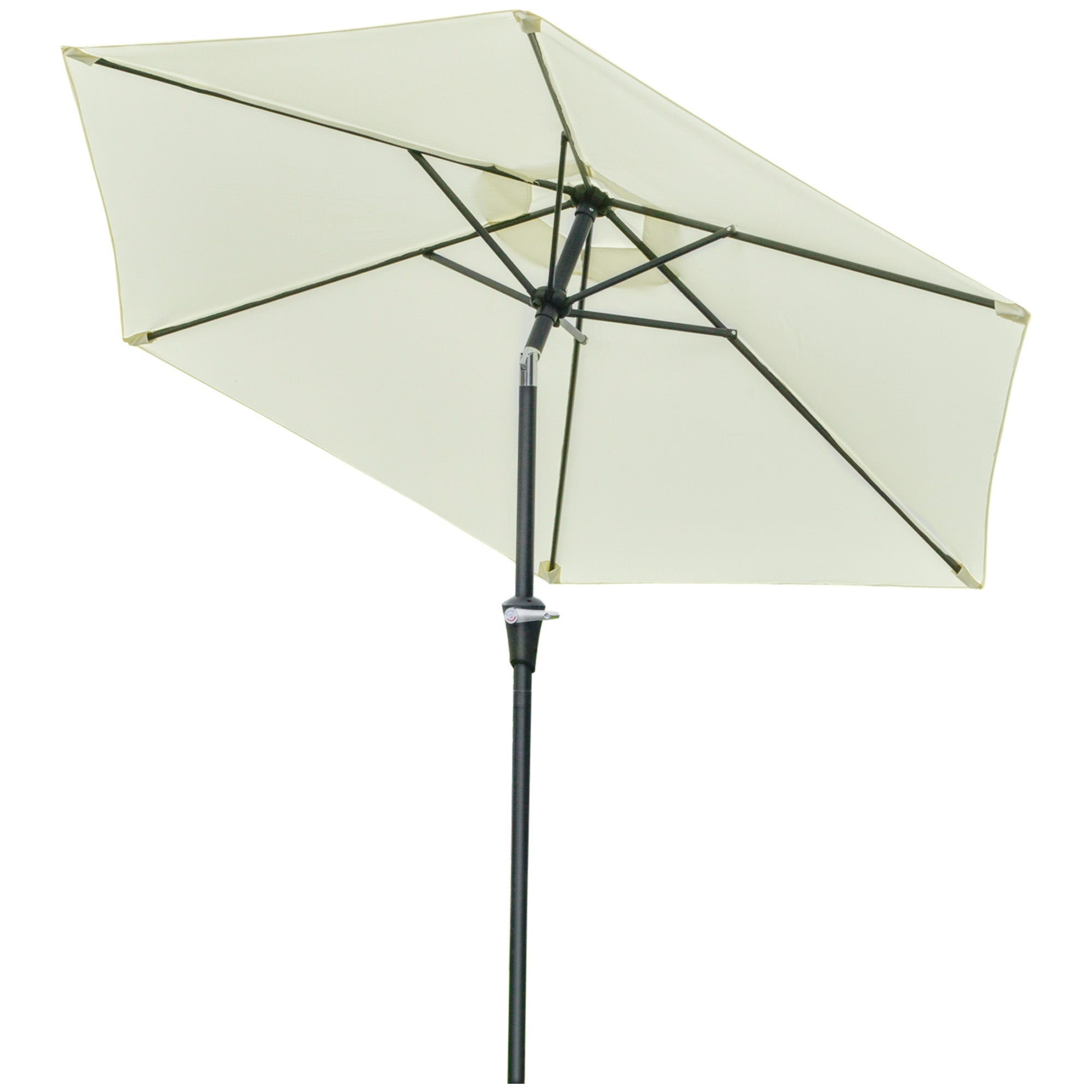 Outdoor Terrace Umbrella Ø230 cm Garden Umbrella with Adjustable Angle and Crank Waterproof Parasol for Patio Terrace Cream