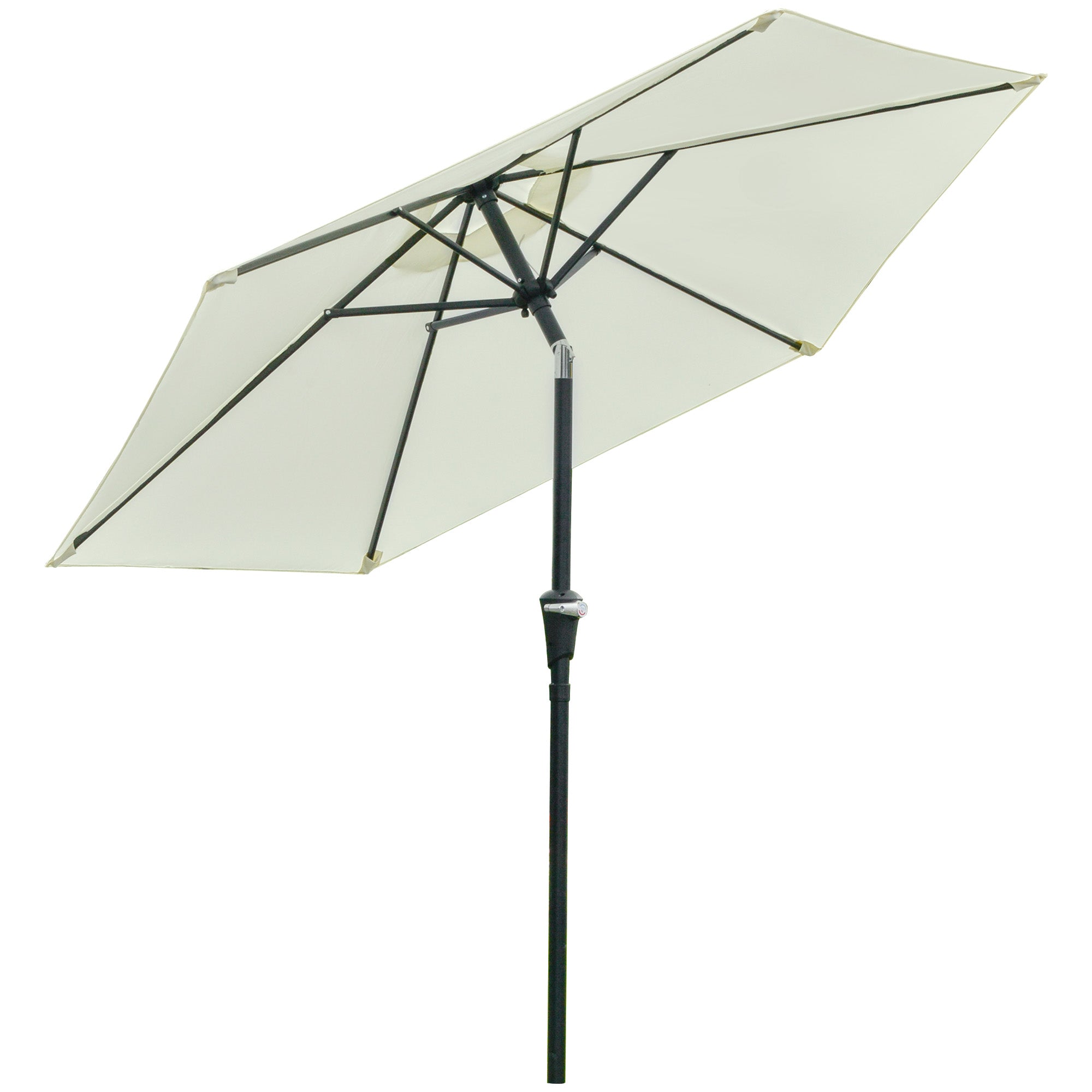 Outdoor Terrace Umbrella Ø230 cm Garden Umbrella with Adjustable Angle and Crank Waterproof Parasol for Patio Terrace Cream