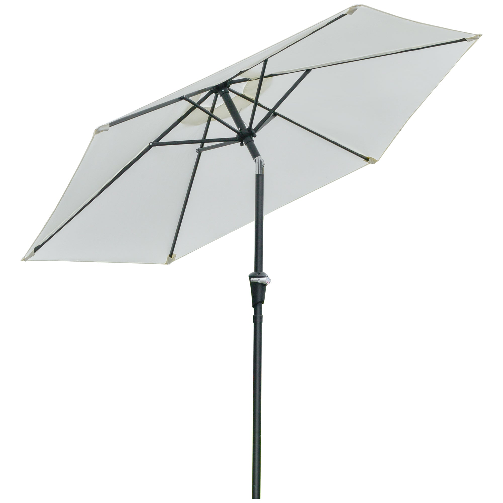 Outdoor Terrace Umbrella Ø230 cm Garden Umbrella with Adjustable Angle and Crank Waterproof Parasol for Patio Terrace Cream