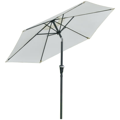 Outdoor Terrace Umbrella Ø230 cm Garden Umbrella with Adjustable Angle and Crank Waterproof Parasol for Patio Terrace Cream