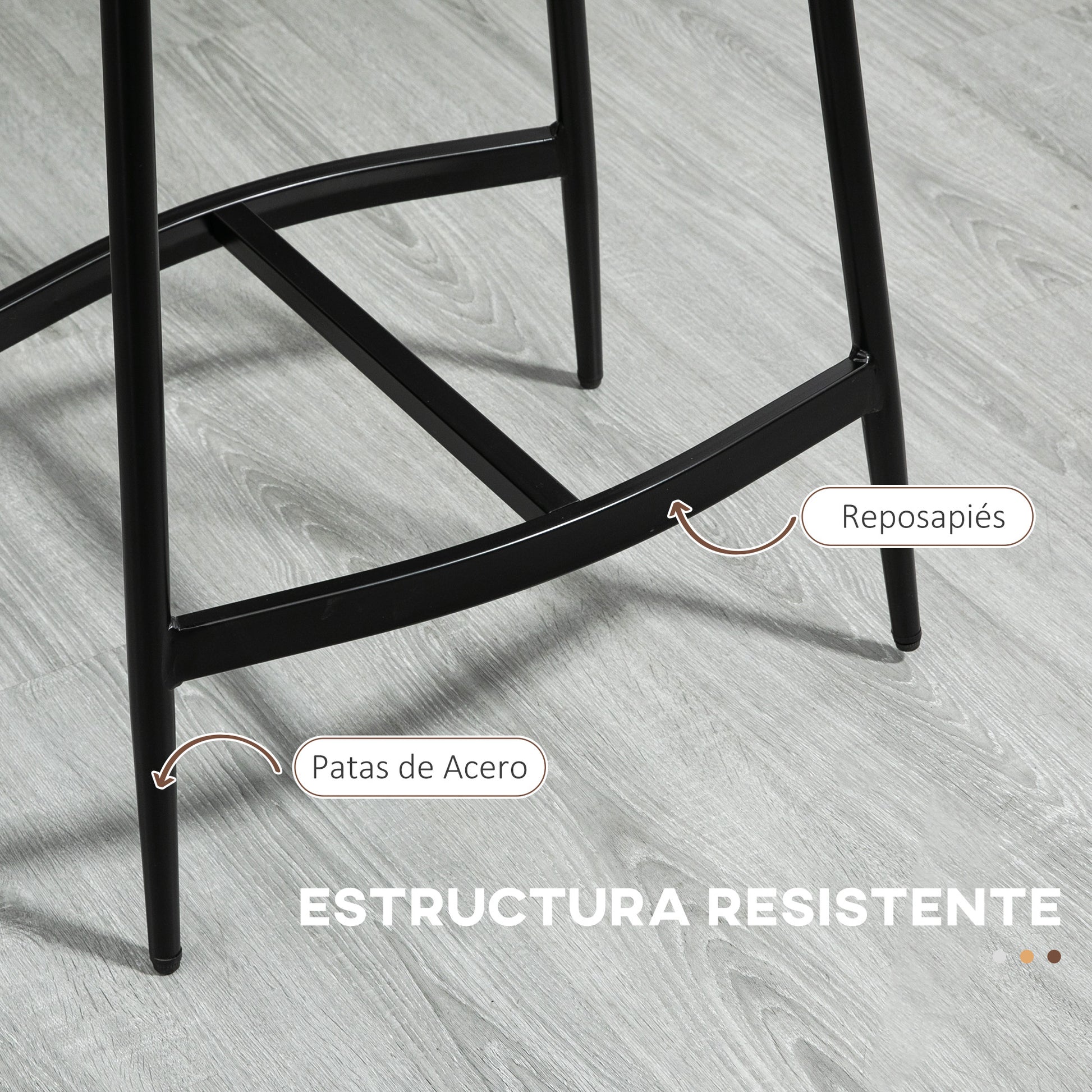 Set of 2 High Kitchen Stools High Kitchen Chairs without Backrest with Industrial Style Steel Structure Load 120 kg for Bar Living Room Dining Room Brown