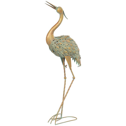 Outdoor Garden Statue, Metal Heron Sculpture, Outdoor Garden Decoration 90 cm, for Pond, Patio, Terrace, Lawn, Multicolor