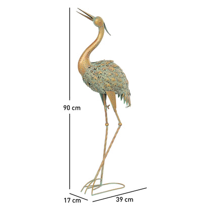 Outdoor Garden Statue, Metal Heron Sculpture, Outdoor Garden Decoration 90 cm, for Pond, Patio, Terrace, Lawn, Multicolor