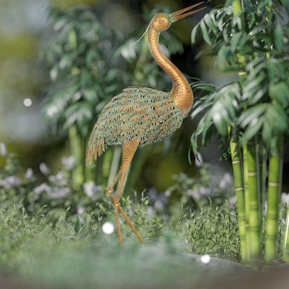 Outdoor Garden Statue, Metal Heron Sculpture, Outdoor Garden Decoration 90 cm, for Pond, Patio, Terrace, Lawn, Multicolor