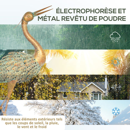 Outdoor Garden Statue, Metal Heron Sculpture, Outdoor Garden Decoration 90 cm, for Pond, Patio, Terrace, Lawn, Multicolor