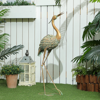 Outdoor Garden Statue, Metal Heron Sculpture, Outdoor Garden Decoration 90 cm, for Pond, Patio, Terrace, Lawn, Multicolor