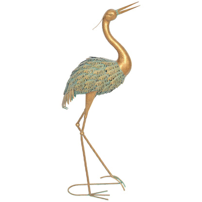 Outdoor Garden Statue, Metal Heron Sculpture, Outdoor Garden Decoration 90 cm, for Pond, Patio, Terrace, Lawn, Multicolor