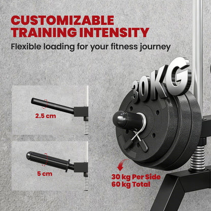 SPORTNOW Wall-Mounted Lat Machine with 16 Adjustable Pulley Positions, Cable Station with Pulldown Bar and Adjustable Weight Posts, Heavy-Duty Steel for Home & Gym
