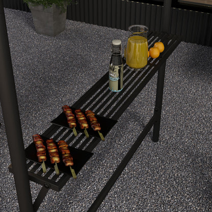 Grill Pavilion 277 x 149 x 230 cm waterproof flame retardant Garden Pavilion with side shelves, Gazebos with UV Protection, BBQ Pavilion made of Steel, Garden Tent Barbecue Tent for Party BBQ, Dark Gray