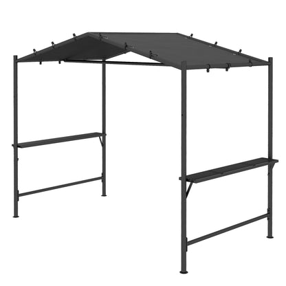 Grill Pavilion 277 x 149 x 230 cm waterproof flame retardant Garden Pavilion with side shelves, Gazebos with UV Protection, BBQ Pavilion made of Steel, Garden Tent Barbecue Tent for Party BBQ, Dark Gray