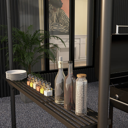 Grill Pavilion 277 x 149 x 230 cm waterproof flame retardant Garden Pavilion with side shelves, Gazebos with UV Protection, BBQ Pavilion made of Steel, Garden Tent Barbecue Tent for Party BBQ, Dark Gray