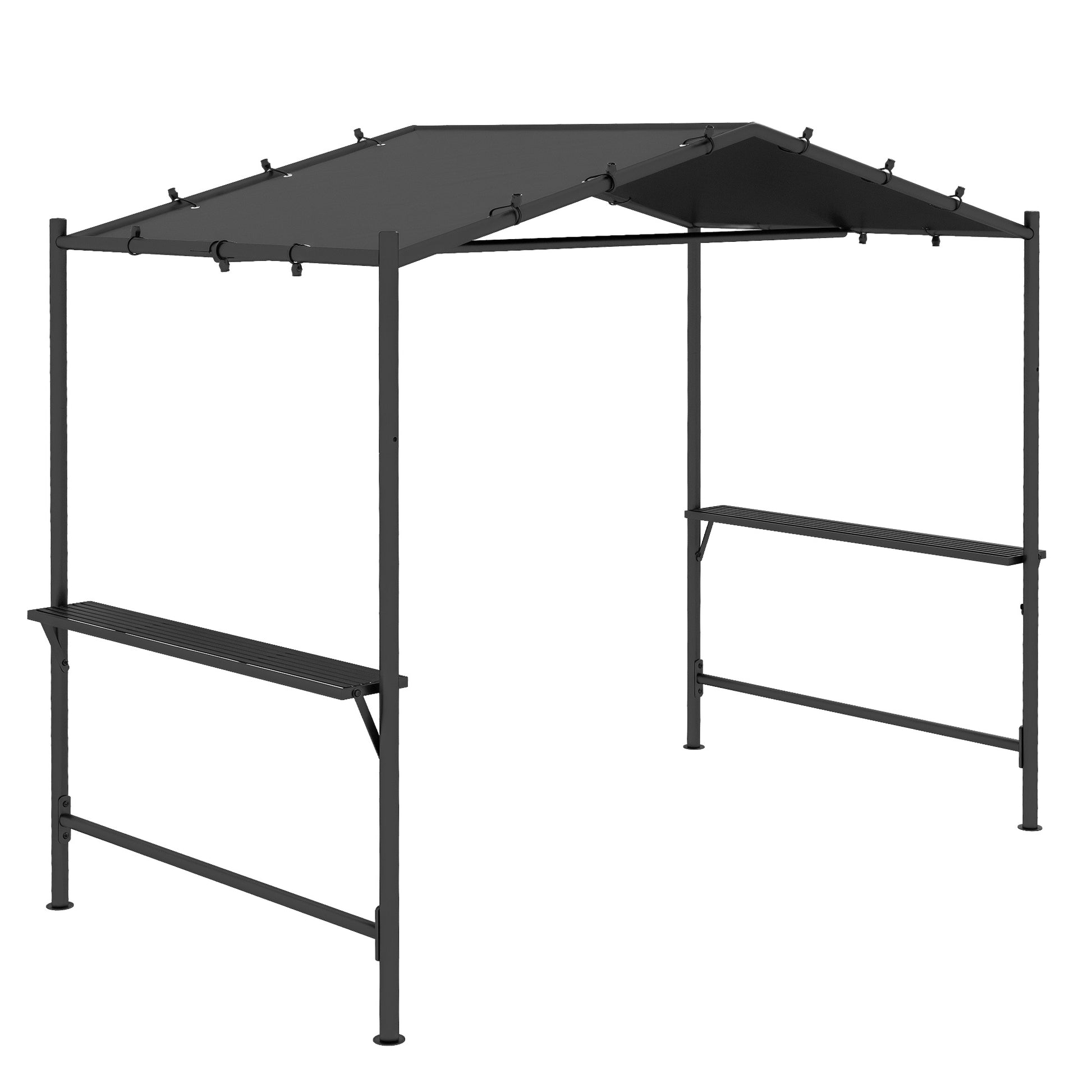 Grill Pavilion 277 x 149 x 230 cm waterproof flame retardant Garden Pavilion with side shelves, Gazebos with UV Protection, BBQ Pavilion made of Steel, Garden Tent Barbecue Tent for Party BBQ, Dark Gray