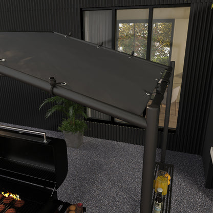 Grill Pavilion 277 x 149 x 230 cm waterproof flame retardant Garden Pavilion with side shelves, Gazebos with UV Protection, BBQ Pavilion made of Steel, Garden Tent Barbecue Tent for Party BBQ, Dark Gray