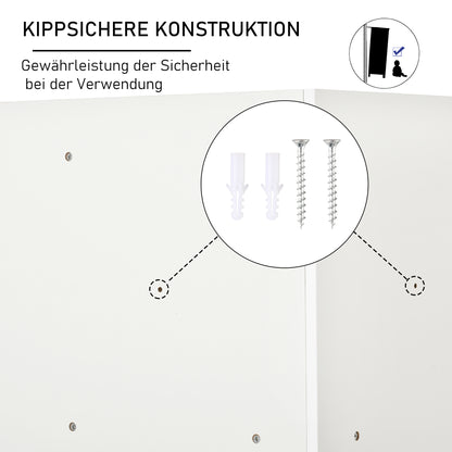 Children's Shelves Corner Shelf with 3 Storage Boxes Kids Room Toy Storage for 3-12 Years Kids White 57.4 x 57.4 x 94 cm