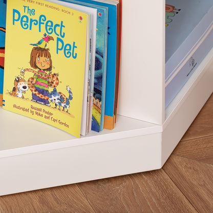 Children's Shelves Corner Shelf with 3 Storage Boxes Kids Room Toy Storage for 3-12 Years Kids White 57.4 x 57.4 x 94 cm