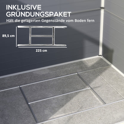 Tool Shed 4.1m³, Garden Shed with Gable Roof, 240 x 190 x 180/228 cm, Tool Shed with Lockable Door, Window, Bicycle Garage, Garden Cabinet for Backyard, Garden, Gray